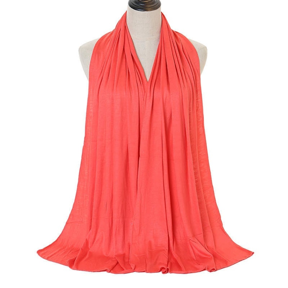 Super soft and stretchy jersey hijabs shawl Coral scarf